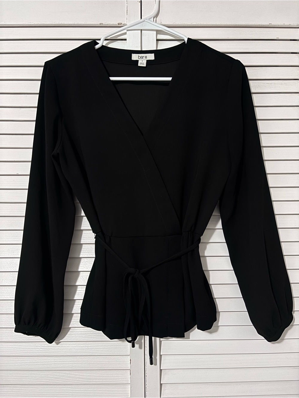 Bar III Black V-Neck Wrap Top